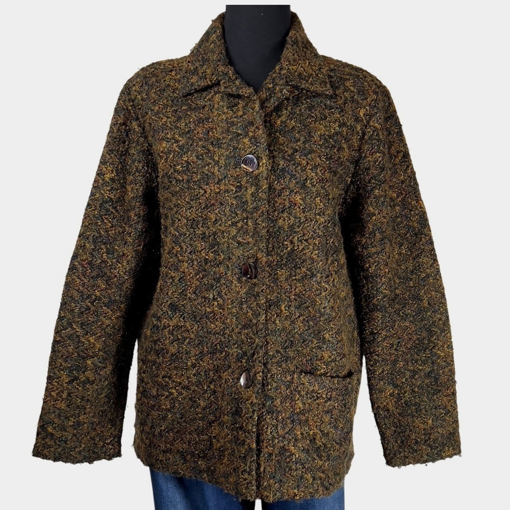 Chico's‎ Design Textured Boucle Button Up Sweater Jacket Size 1 (M-8) Cozy VTG